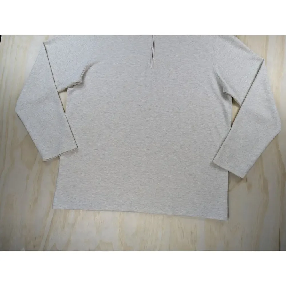 Mizzen+Main Men's XXL 1/4 Zip Pullover Sweater Heathered Beige Stretch Knit